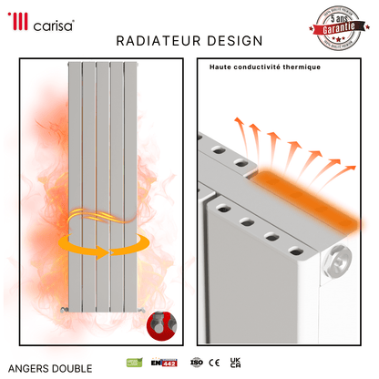Carisa Angers Radiateur en Aluminium Vertical Design Moderne Blanc