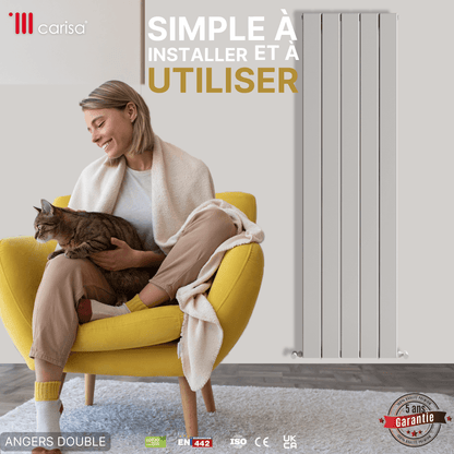 Carisa Angers Radiateur en Aluminium Vertical Design Moderne Blanc