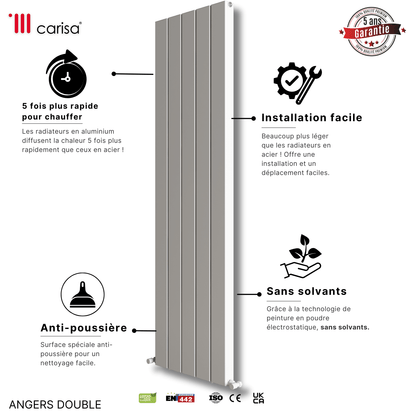 Carisa Angers Radiateur en Aluminium Vertical Design Moderne Blanc