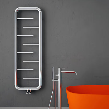 sèche-serviettes acier inoxydable miroir poli design moderne Carisa Aren mural, radiateur salle de bain avec barres horizontales