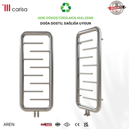 Carisa Aren Sèche-Serviettes en Acier Inoxydable Design Moderne Satiné Poli