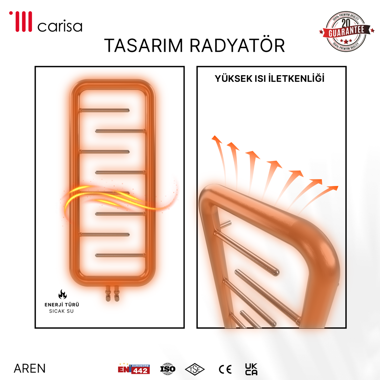 Carisa Aren Sèche-Serviettes en Acier Inoxydable Design Moderne Satiné Poli