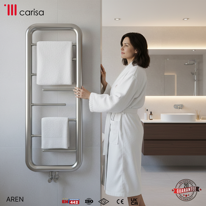 Carisa Aren Sèche-Serviettes en Acier Inoxydable Design Moderne Satiné Poli