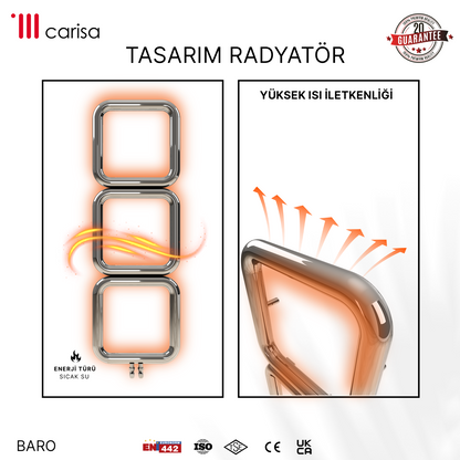 Carisa Baro Sèche-Serviettes en Acier Inoxydable Design Moderne Miroir Poli