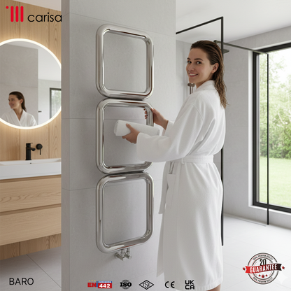Carisa Baro Sèche-Serviettes en Acier Inoxydable Design Moderne Miroir Poli
