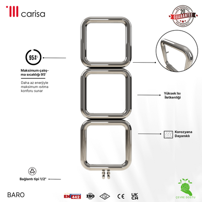 Carisa Baro Sèche-Serviettes en Acier Inoxydable Design Moderne Miroir Poli
