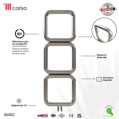 Carisa Baro Sèche-Serviettes en Acier Inoxydable Design Moderne Satiné Polisaj