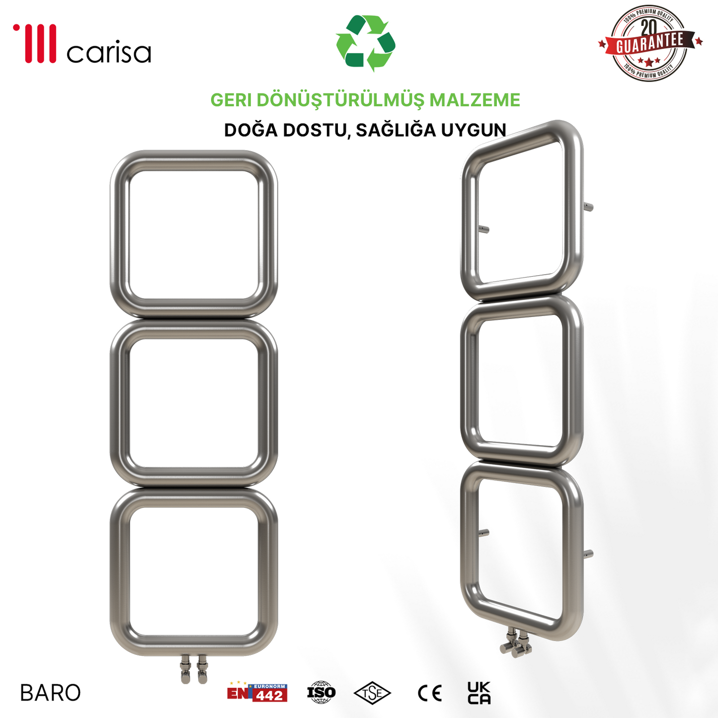 Carisa Baro Sèche-Serviettes en Acier Inoxydable Design Moderne Satiné Polisaj