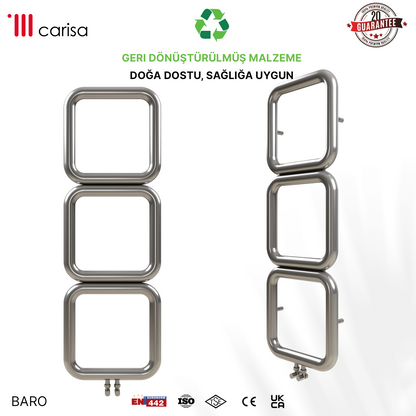 Carisa Baro Sèche-Serviettes en Acier Inoxydable Design Moderne Satiné Polisaj