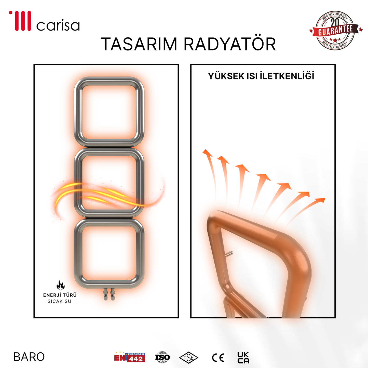 Carisa Baro Sèche-Serviettes en Acier Inoxydable Design Moderne Satiné Polisaj
