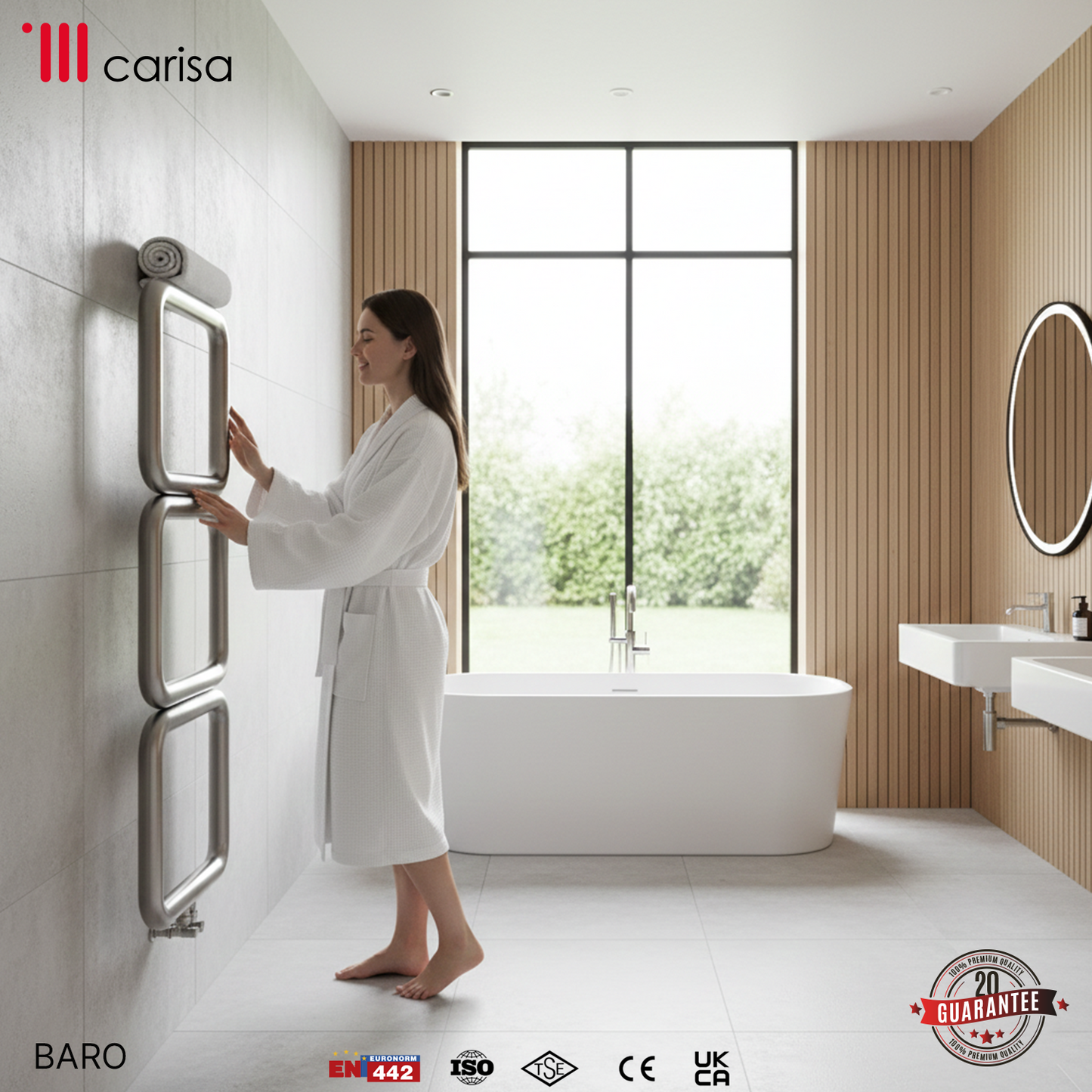 Carisa Baro Sèche-Serviettes en Acier Inoxydable Design Moderne Satiné Polisaj