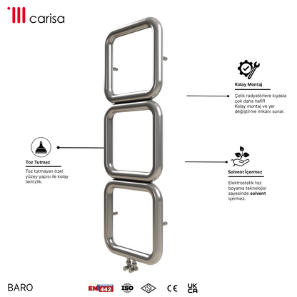 Carisa Baro Sèche-Serviettes en Acier Inoxydable Design Moderne Satiné Polisaj