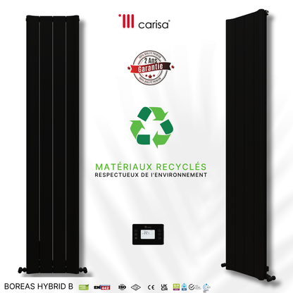 Carisa Boreas B Radiateur Électrique Vertical Design Moderne Noir