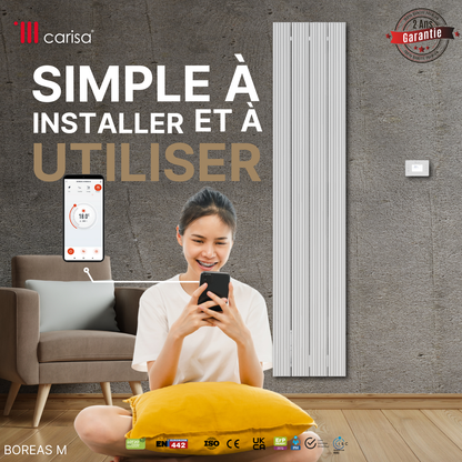 Carisa Boreas M Radiateur Électrique Vertical Design Moderne Blanc
