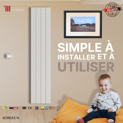 Carisa Boreas N Radiateur Électrique Vertical Design Moderne Blanc