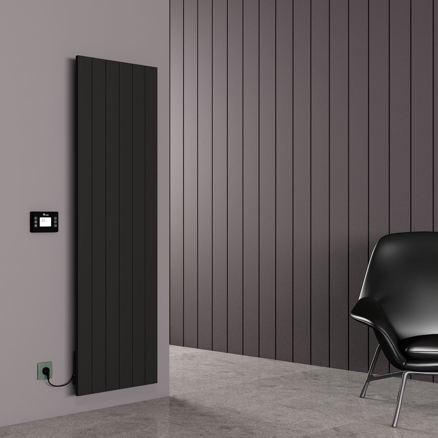 Carisa Boreas N Radiateur Électrique Vertical Design Moderne Noir