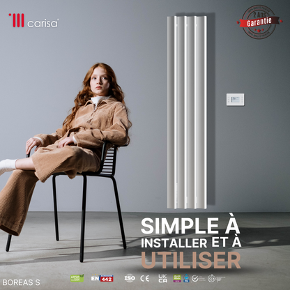 Carisa Boreas S Radiateur Électrique Vertical Design Moderne Blanc