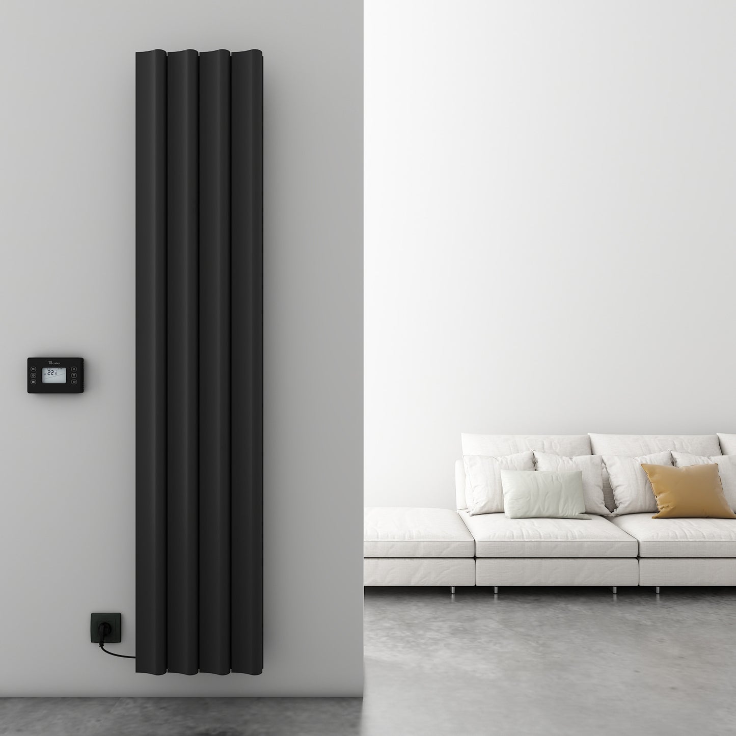 Carisa Boreas S Radiateur Électrique Vertical Design Moderne Noir