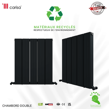 radiateur aluminium horizontal design anthracite Carisa Chambord double, anthracite moderne, aluminium recyclé, garantie 5 ans