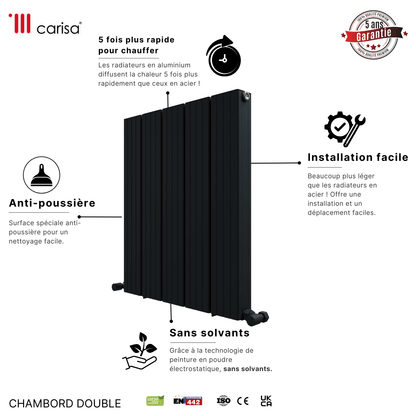 Carisa Chambord Radiateur en Aluminium Horizontal Design Moderne Anthracite