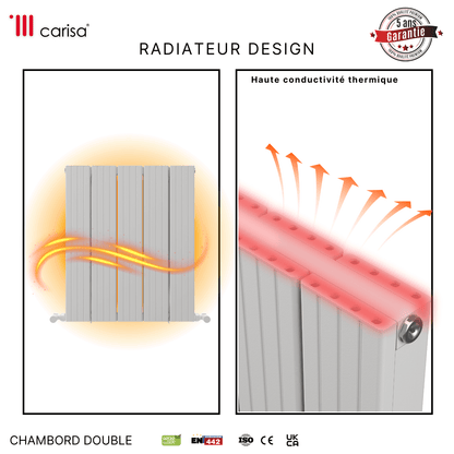 Carisa Chambord Radiateur en Aluminium Horizontal Design Moderne Blanc
