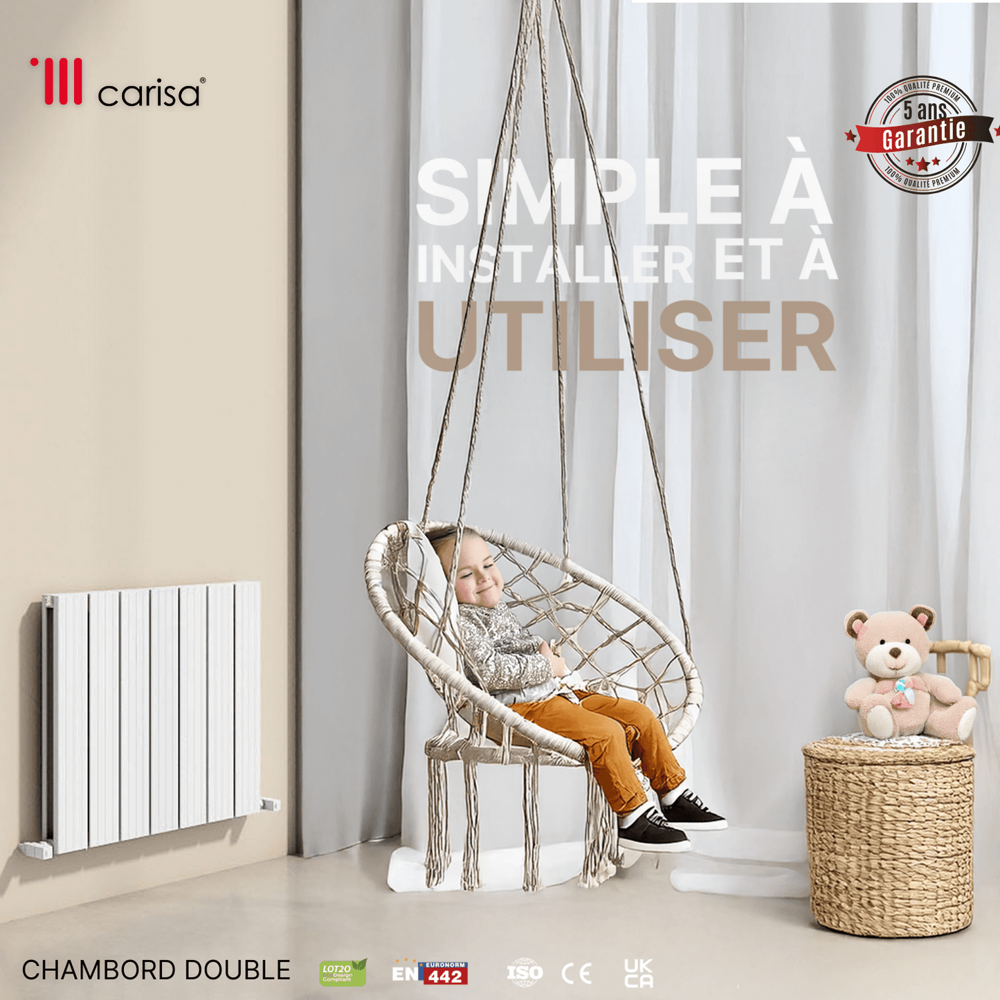 Carisa Chambord Radiateur en Aluminium Horizontal Design Moderne Blanc