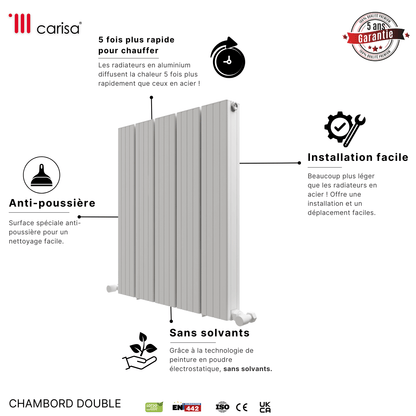 Carisa Chambord Radiateur en Aluminium Horizontal Design Moderne Blanc