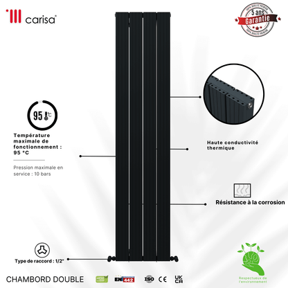 Carisa Chambord Radiateur en Aluminium Vertical Design Moderne Anthracite