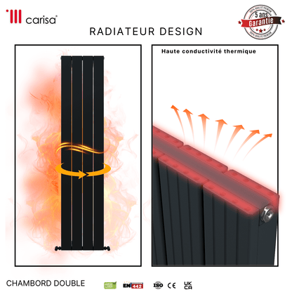 Carisa Chambord Radiateur en Aluminium Vertical Design Moderne Anthracite