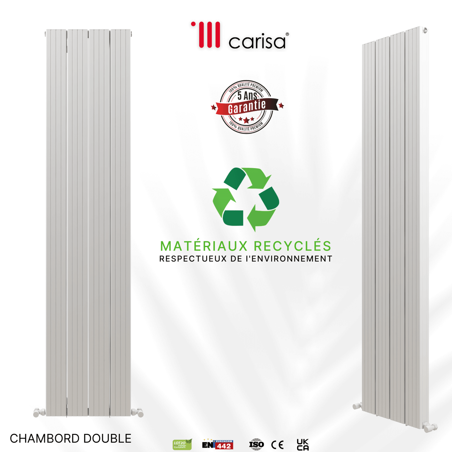 Carisa Chambord Radiateur en Aluminium Vertical Design Moderne Blanc