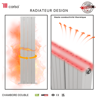 Carisa Chambord Radiateur en Aluminium Vertical Design Moderne Blanc