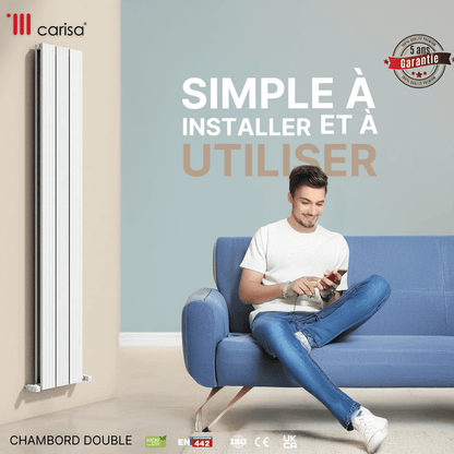 Carisa Chambord Radiateur en Aluminium Vertical Design Moderne Blanc