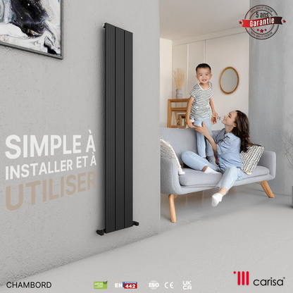 Carisa Chambord Radiateur en Aluminium Vertical Design Moderne Noir
