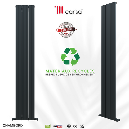 Carisa Chambord Radiateur en Aluminium Vertical Design Moderne Noir