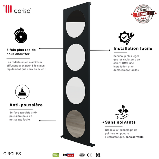 Carisa Circles Radiateur en Aluminium Vertical Design Moderne Anthracite
