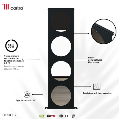 Carisa Circles Radiateur en Aluminium Vertical Design Moderne Anthracite