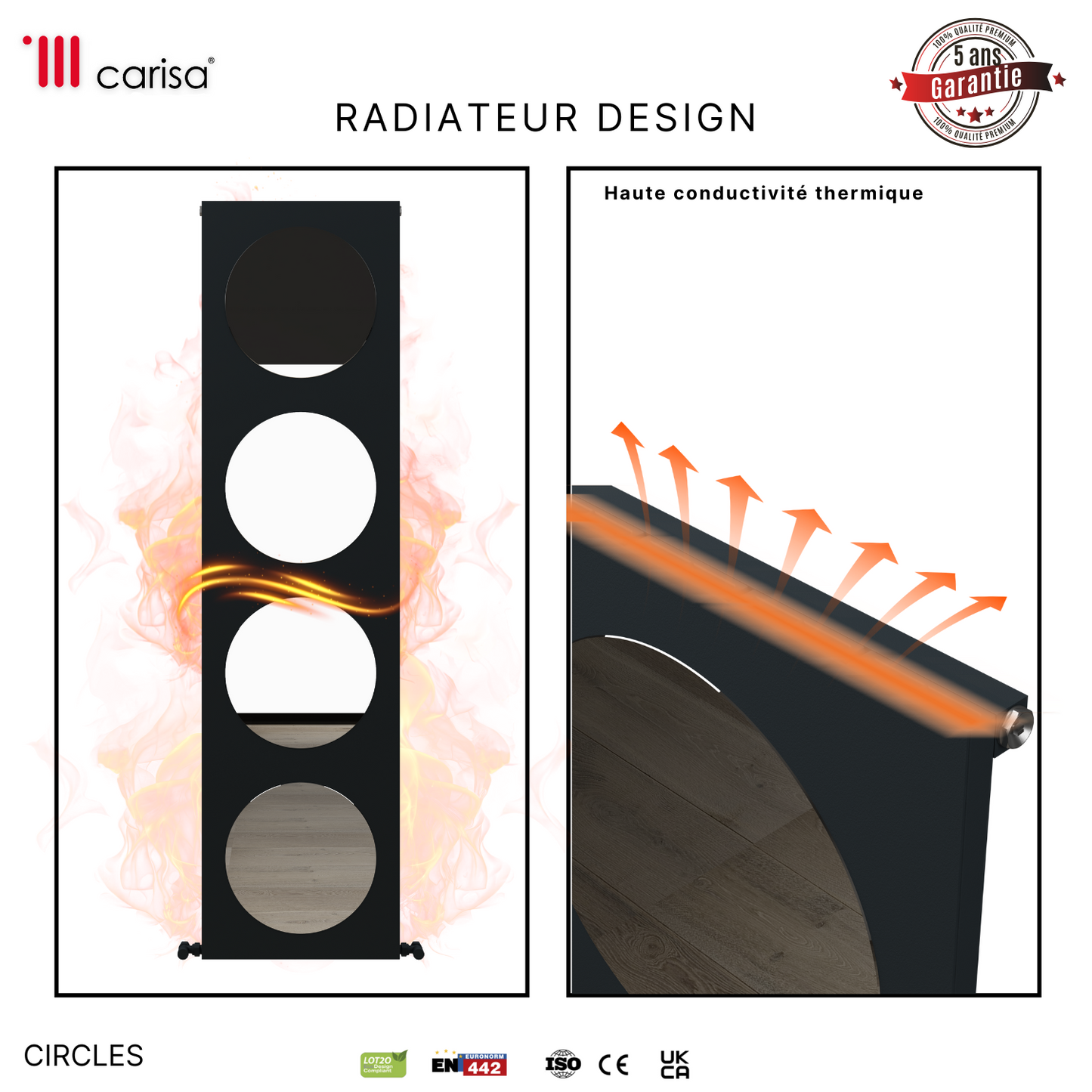Carisa Circles Radiateur en Aluminium Vertical Design Moderne Anthracite