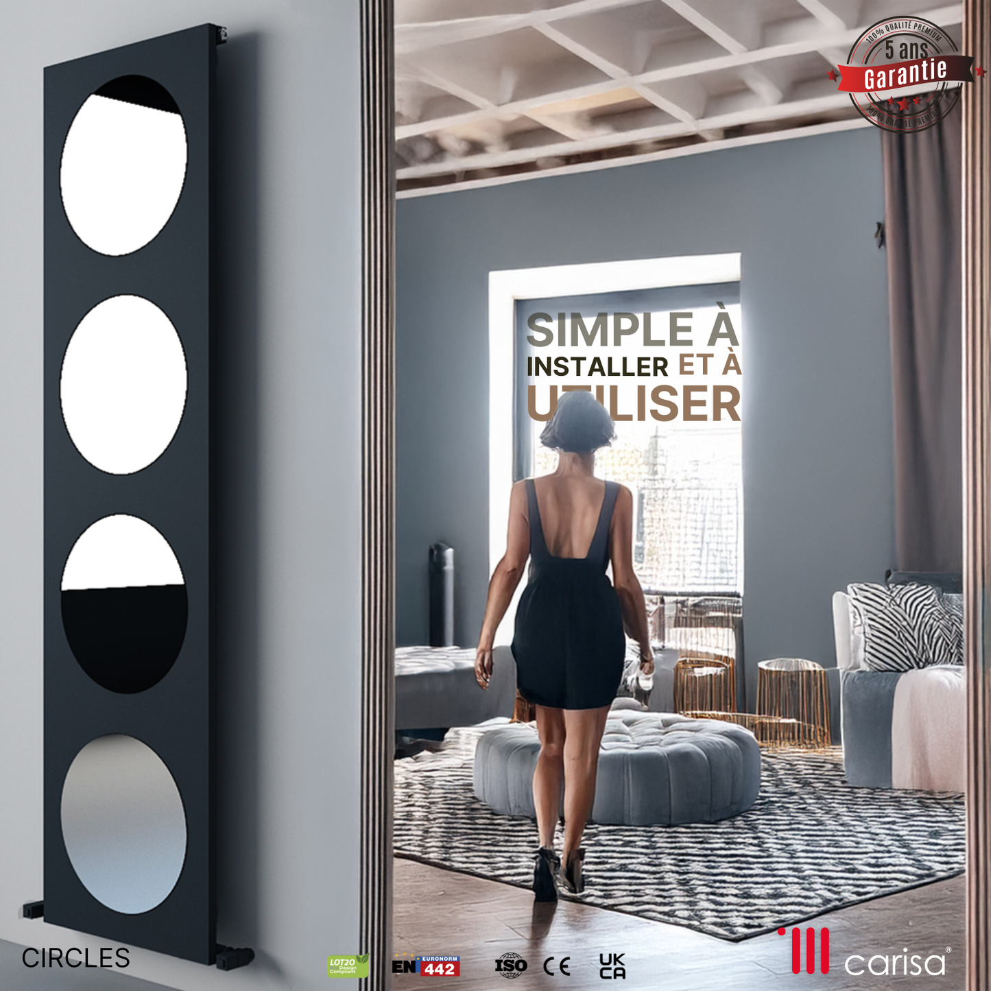 Carisa Circles Radiateur en Aluminium Vertical Design Moderne Anthracite