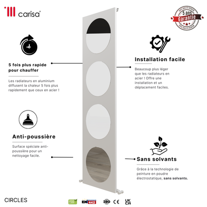 Carisa Circles Radiateur en Aluminium Vertical Design Moderne Blanc