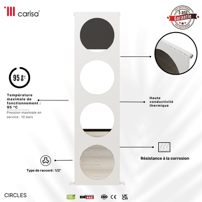 Carisa Circles Radiateur en Aluminium Vertical Design Moderne Blanc