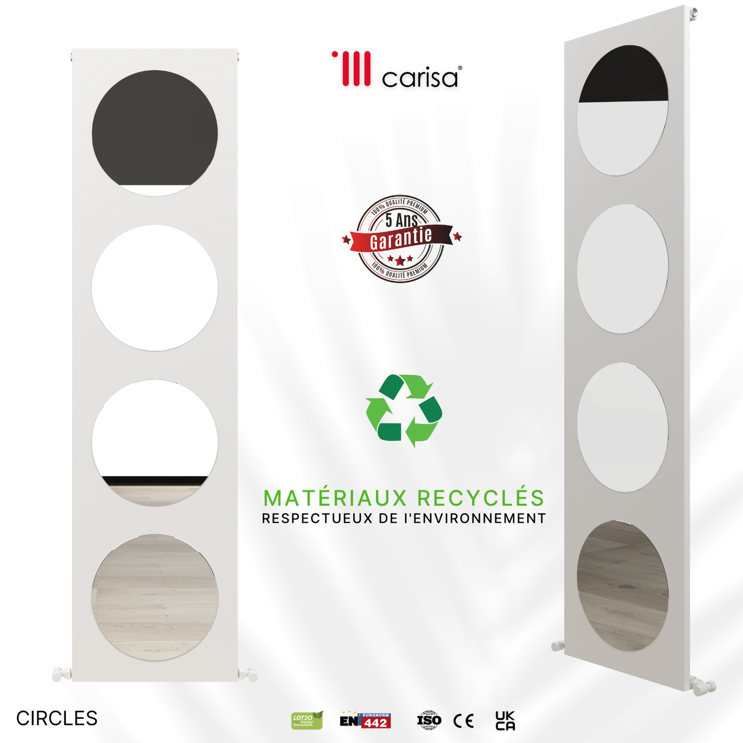 Carisa Circles Radiateur en Aluminium Vertical Design Moderne Blanc