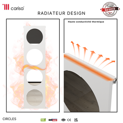 Carisa Circles Radiateur en Aluminium Vertical Design Moderne Blanc