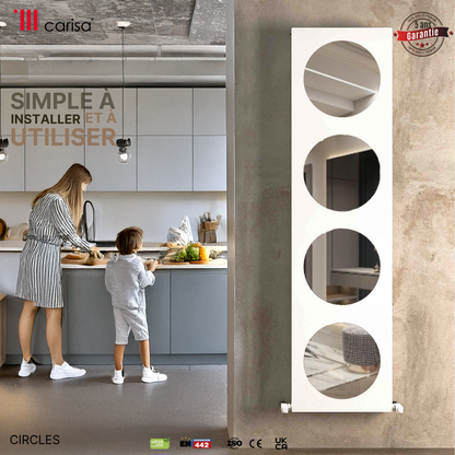 Carisa Circles Radiateur en Aluminium Vertical Design Moderne Blanc