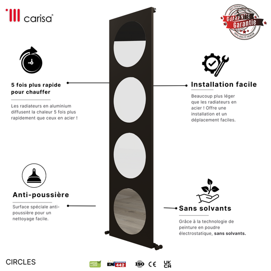 Carisa Circles Radiateur en Aluminium Vertical Design Moderne Galet