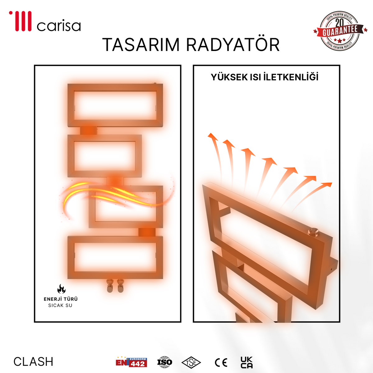Carisa Clash Sèche-Serviettes en Acier Inoxydable Design Moderne Miroir Poli