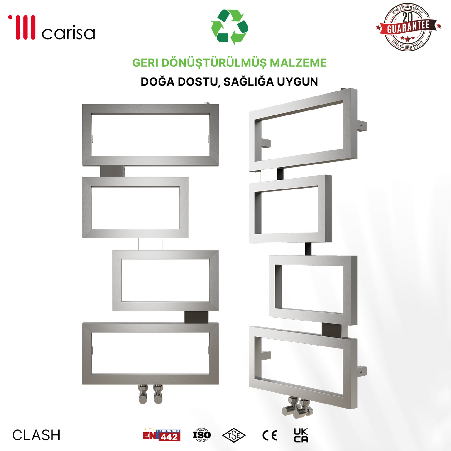 Carisa Clash Sèche-Serviettes en Acier Inoxydable Design Moderne Satiné Poli