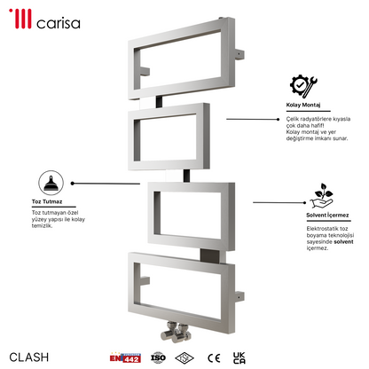 Carisa Clash Sèche-Serviettes en Acier Inoxydable Design Moderne Satiné Poli
