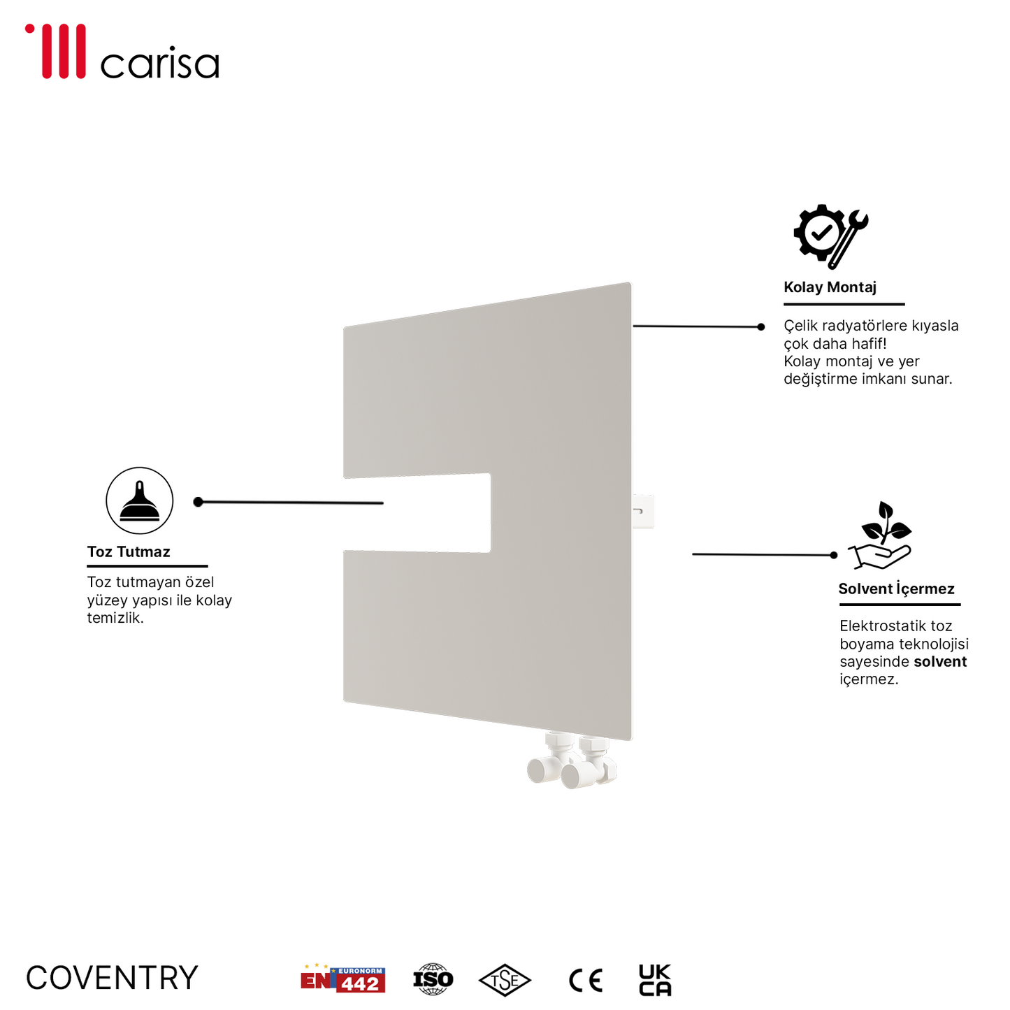 Carisa Coventry-R Radiateur Design Mince en Acier Horizontal Design Moderne