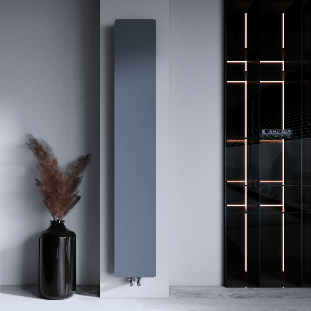 Alt Tag: sèche serviette design moderne radiateur aluminium Carisa Croydon radiateur vertical design mince en acier gris clair