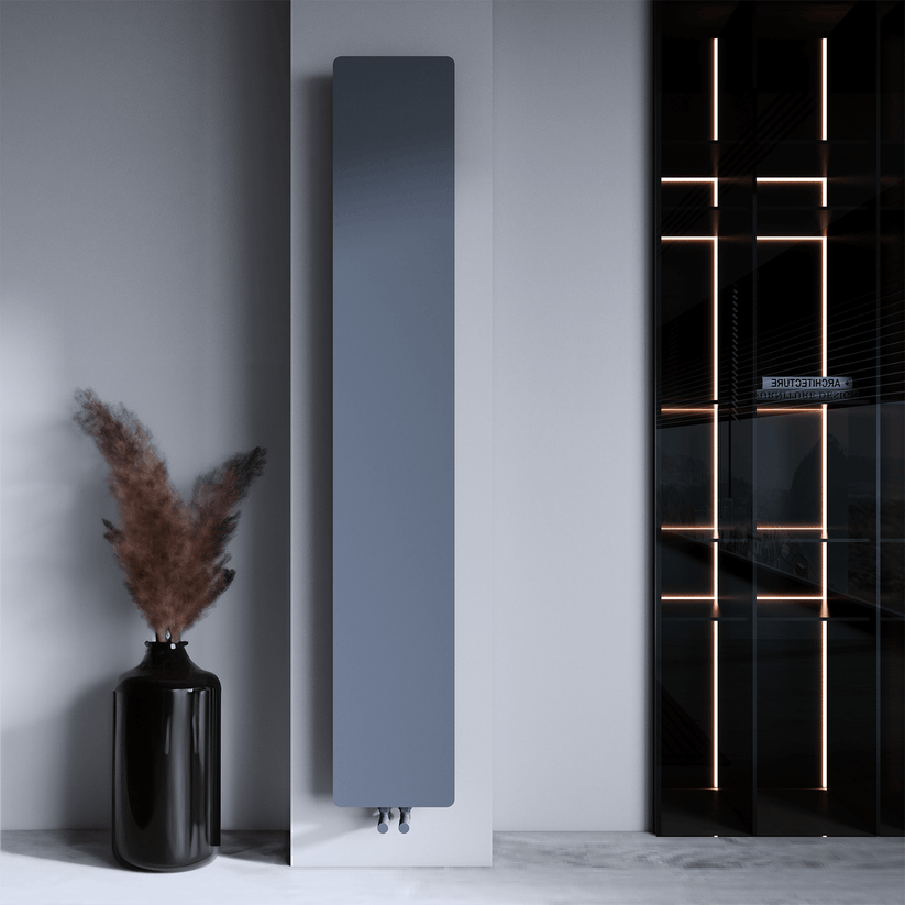 Alt Tag: sèche serviette design moderne radiateur aluminium Carisa Croydon radiateur vertical design mince en acier gris clair